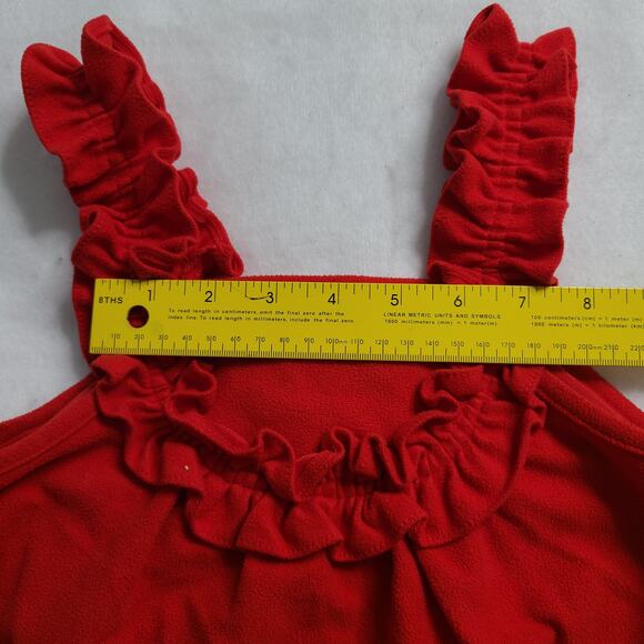 Vintage Her Majesty Red Fleece Sleeveless Girls Dress Size 4 A Line 2089 - Picture 5 of 7
